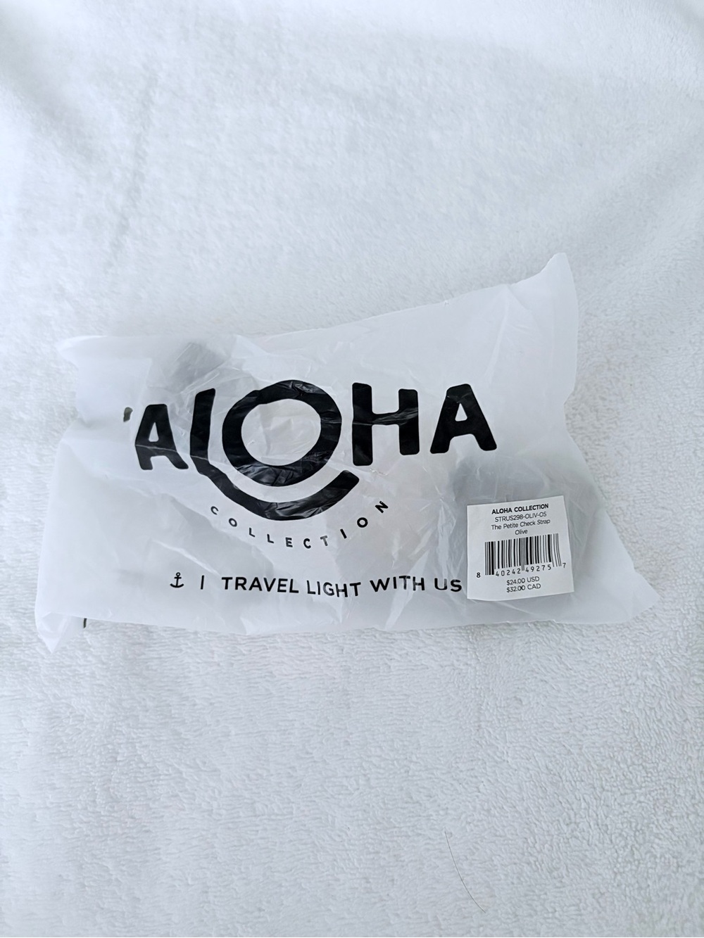 ALOHA Collection Olive Green Checkered Adjustable Strap New Retail $24 - Picture 2 of 3